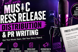 write and distribute music press release for spotify, apple music and artists