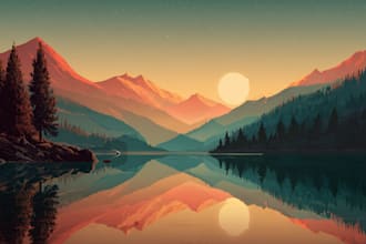 draw a flat vector landscape illustration