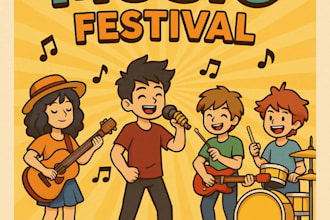 design  custom event poster and flyer in cartoon and anime style