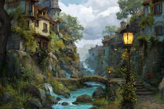 design detailed fantasy landscapes and environments