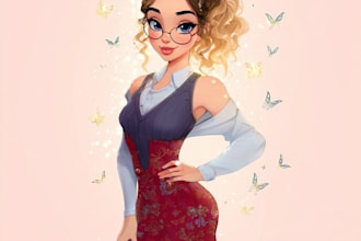 do cute disney cartoon portrait