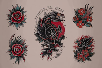 create american traditional tattoo style design