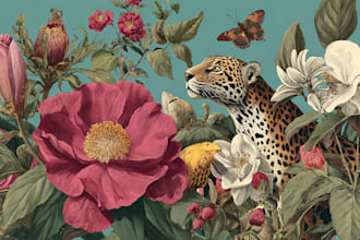 draw an animal and botanical illustration