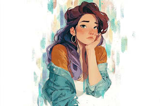watercolor, ink, character design
