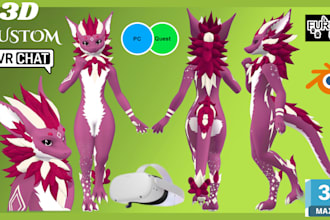 do custom vrc avatar vrchat avatar furry fursona 3d anime vrchat pc and quest
