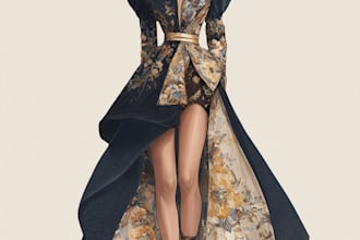 draw a fashion illustration, portrait, sketch