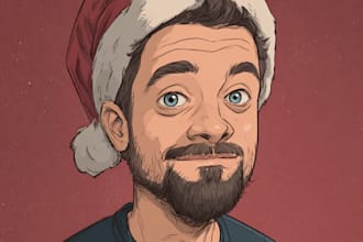 draw awesome cartoon caricature for gift, christmas card
