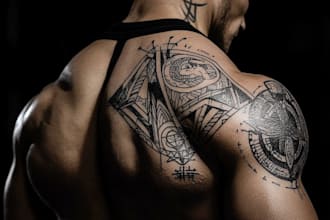 create sleeve tattoo design in geometric style