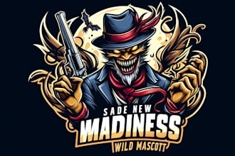design madness wild mascot logo with unlimited revision in 15 hours