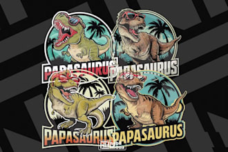 create sport vintage dinosaur logo with t shirt design