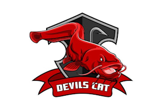 design consulting attract devils cat fishing logo for men