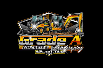 create creative good looking excavator and skid steer logo design