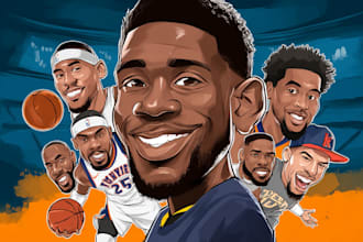 draw sports cartoon with big head or caricature style