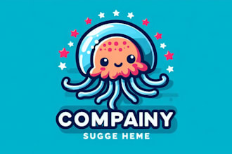 design eye catchy cute jellyfish logo very fast with super color