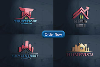 design modern minimalist, 3d, real estate, construction, and business logo