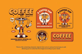 make vector skull coffee cup cartoon character logo