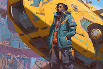 a sci fi character illustration or sci fi character