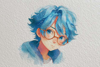 design an original character in digital watercolor