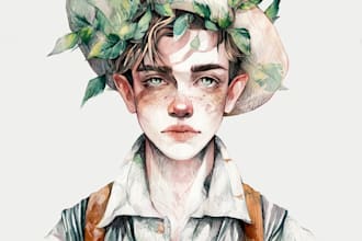 draw watercolor anime, manga, vtuber characters