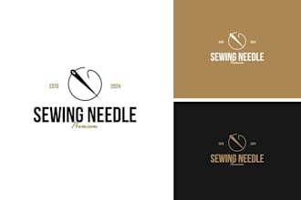 design a creative tailor logo with scissors and thread concept