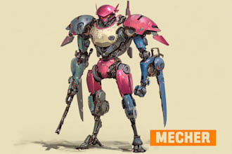 draw high quality robot, mecha concepts