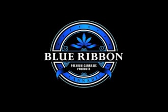 design wonderful blue ribbon cannabis logo