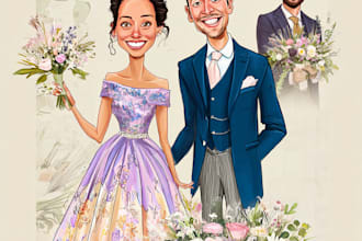 draw a wedding portrait illustration caricature