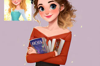 do cute disney cartoon portrait