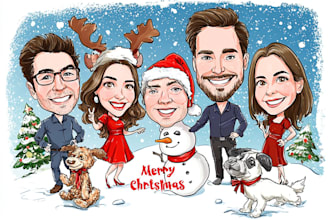 do cartoon caricatures for gifts and christmas cards