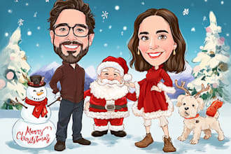 bring your office christmas card, holiday funny cartoon art
