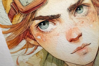 create a fan art watercolor portrait