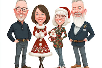 draw unique christmas cartoon caricature