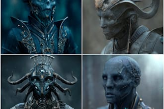 design fantasy sci fi character or sci fi concept art