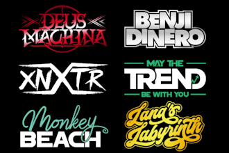 design your typography dj band or music, text and company logo