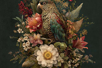 draw an animal and botanical illustration