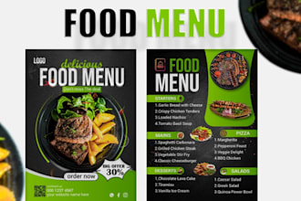 design cafe bar menu list restaurant food drinks menu banner with qr code