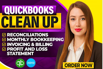 do bookkeeping, accounting, and cleanup in quickbooks online