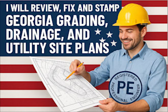 review and stamp georgia grading, drainage, and utility site plans with pe stamp