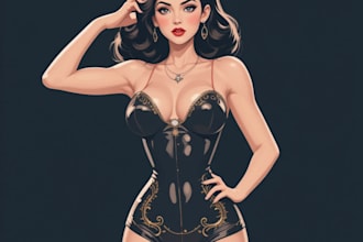 draw a pin up girl and pin up girl character art