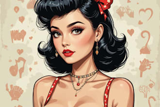 create a pin up girl and pin up girl illustration
