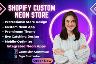 design a neon shopify store or website