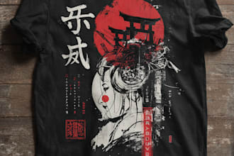 draw japanese t shirt illustration