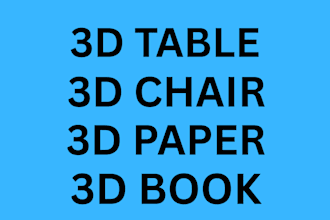 create  an amazing 3d table, chair and book