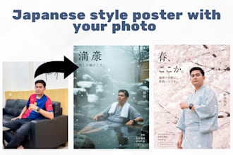 design aesthetic japanese style poster with your photo