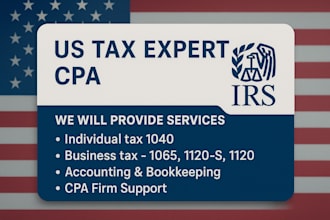 prepare US individual and business tax returns 1040  1120  1120s  1065 in 12hrs