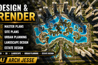 render 2d 3d master plan site plan urban landscape design urban planning estate