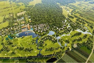 render 2d 3d master plan site plan urban landscape design urban planning estate