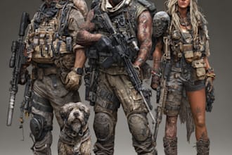 draw military characters or military related illustrations