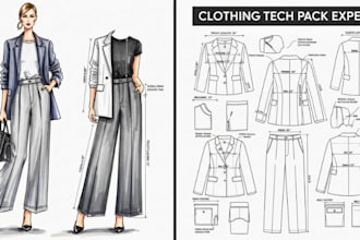 create fashion tech pack clothing tech pack apparel design fashion illustration