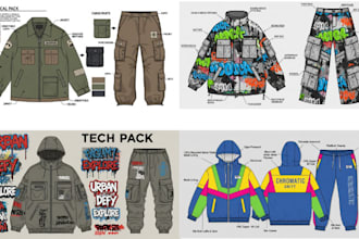 create fashion tech pack clothing tech pack apparel design fashion illustration